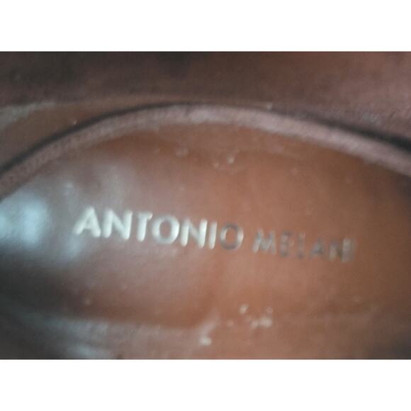 Antonio Melani Garnett Brown Green Leather Lace Up Buckle Zip Heel Boots US 7.5M - Picture 8 of 10